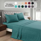 Striped Bed Sheet Set Extra Soft Breathable, Fade-Resistant Deep Pocket Fitted Sheets for Bedroom Guest Room Hotel – All Season 3/4 Piece (Flat Sheet, Fitted Sheet, Pillowcase)