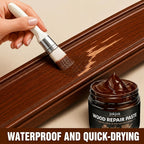 Wood Repair Paste for Furniture – Brown Scratch & Crack Filler for Doors, Cabinets, Tables, Floors & Chairs with Applicator Brush