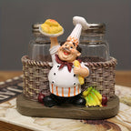 Chef Statue Salt and Pepper Shaker Set – Resin Decorative Chef Spice Jar Holder for Kitchen, Dining Room, Cafe & Coffee Shop Desktop – 4 Styles