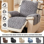 Thickened Shu Velvet Fleece Non-Slip Recliner Cover Plush Sofa Chair Cover – Warm Cozy Furniture Protector for Living Room Office Home, All-Season Recliner Slipcover