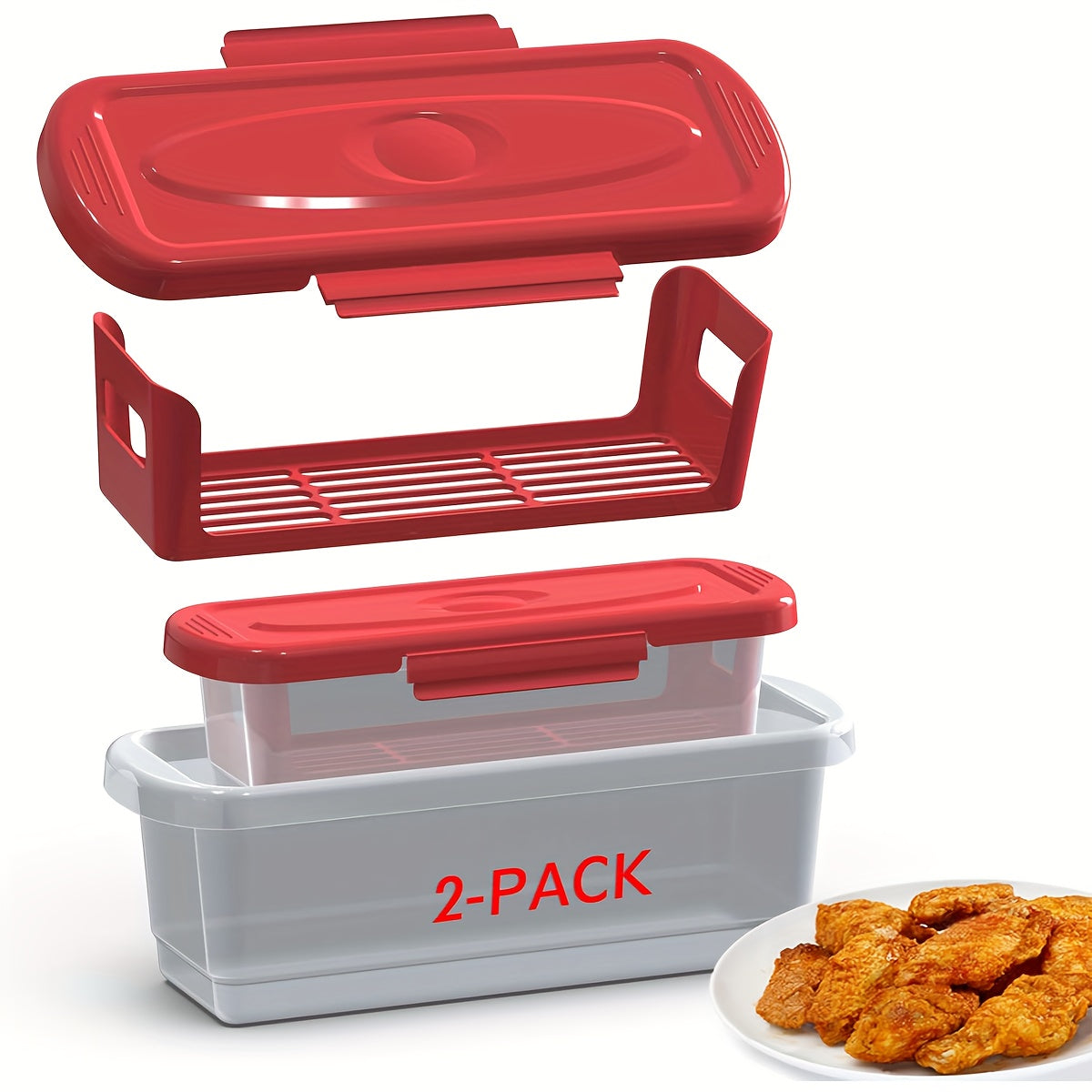 Batter Shaker Bowl with Lid 2-Piece Set for Breading and Seasoning - Flour Coating Bowl for Fried Chicken, Fish, Onion Rings & Crispy Fried Foods