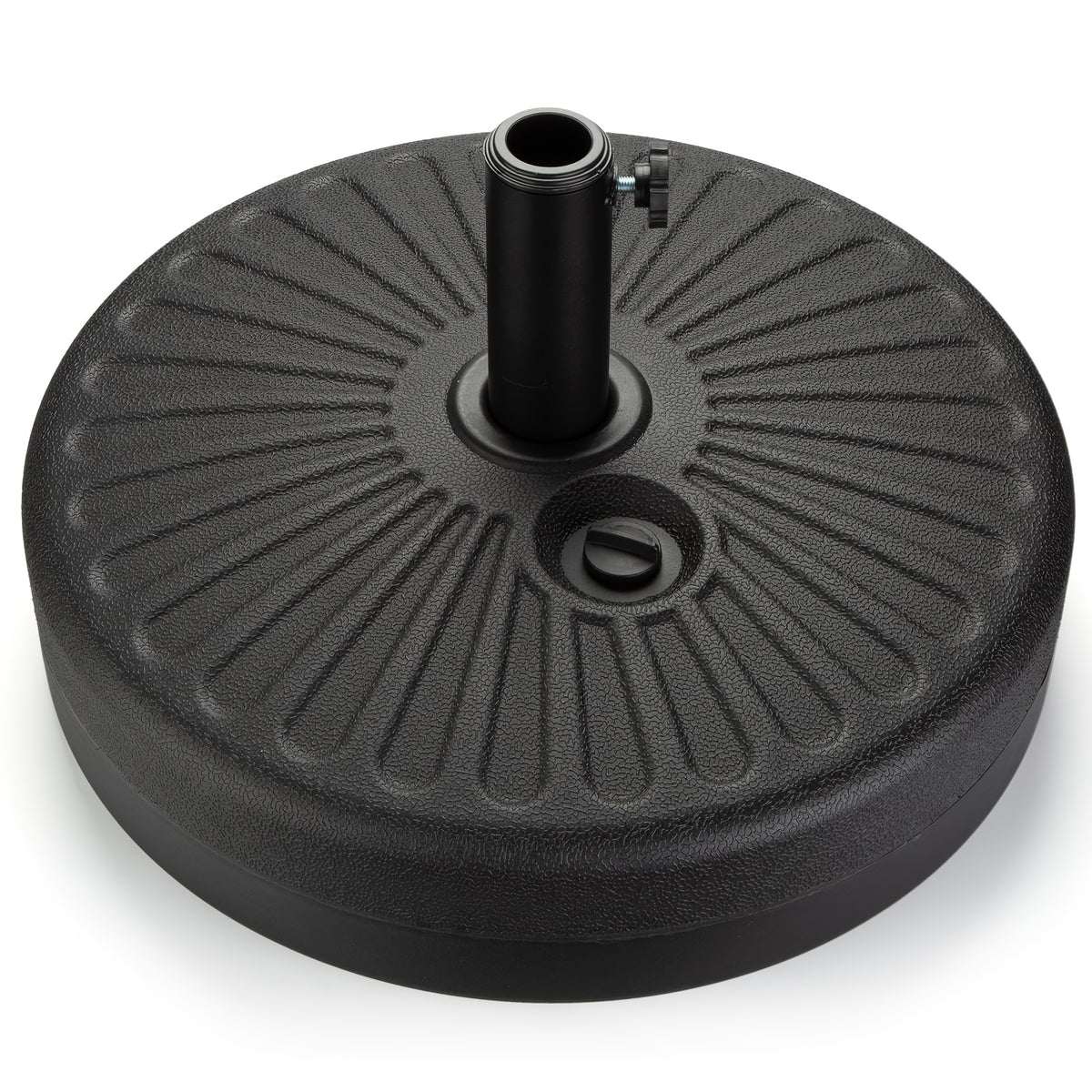 Heavy Duty Patio Umbrella Base Stand 20in Round 50LBS Water Sand Fillable Steel Holder for Outdoor Market Lawn Garden Black