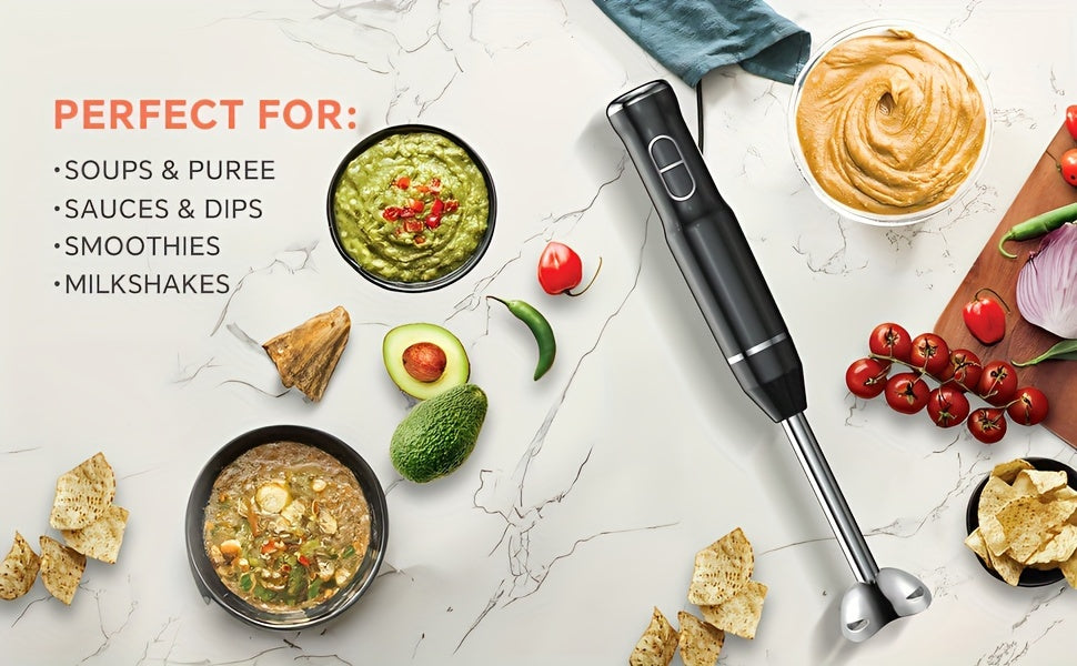 400W Immersion Hand Blender Stick Mixer with 304 Stainless Steel Blades, 2 Speeds & Turbo Mode, Detachable Base – 5-in-1 Set Available, Perfect for Soups, Smoothies, Purees & Baby Food