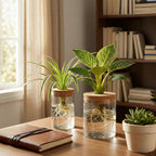 Glass Plant Propagation Station 4pcs Desktop Vase Set 2 Large 2 Small for Plant Cuttings Water Propagation Living Room Bedroom Home Decor