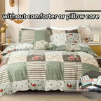 Green Floral Duvet Cover Set 3-Piece – Machine Washable Polyester with Zip Closure & 2 Pillowcases | Twin, Full, Queen, King