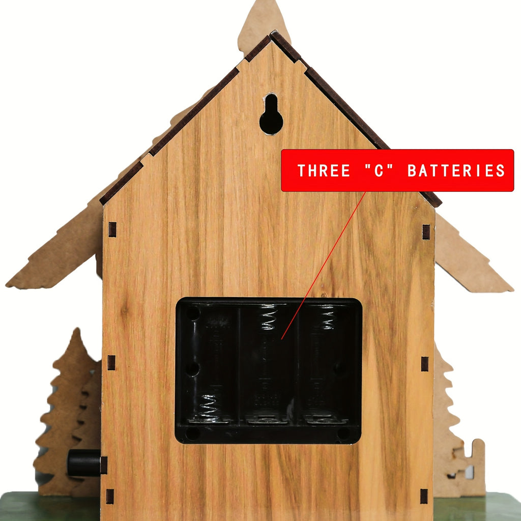 Wooden European Forest Style Cuckoo Wall Clock with Night Mode & Singing Bird – Battery Operated Handmade Carved Cuckoo Clock for Adult Bedroom, Living Room & Home Decor