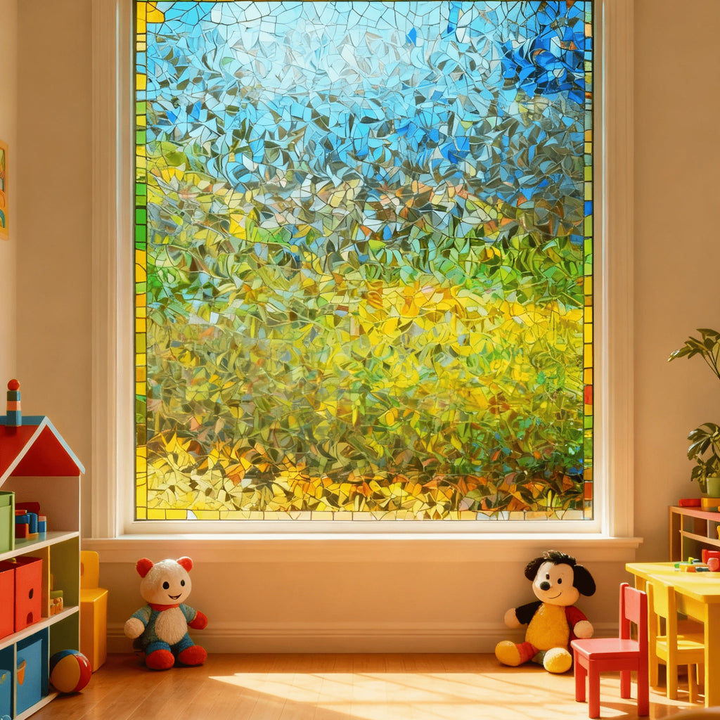 Rainbow Privacy Window Film Static Cling No Glue - Decorative UV Blocking Sun Film, 60% Privacy, Rainbow Light Effect for Home Bathroom Office, 7 Sizes