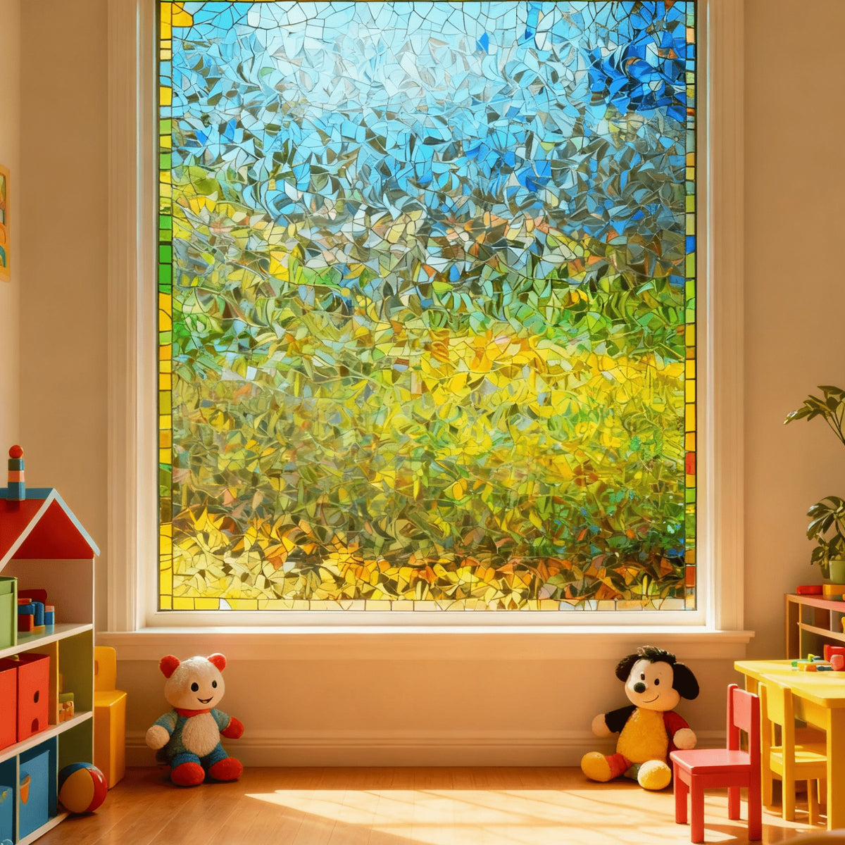 Rainbow Privacy Window Film Static Cling No Glue - Decorative UV Blocking Sun Film, 60% Privacy, Rainbow Light Effect for Home Bathroom Office, 7 Sizes