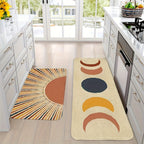 Boho Kitchen Mat Set 2 & 3 Piece Anti-Slip Flannel Retro Bohemian Floor Mats - Soft Comfortable Area Rugs for Kitchen Bathroom Bedroom Living Room Entryway, Easy Clean Indoor Home Decor