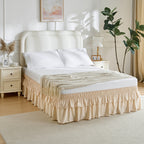 Double Ruffle Bed Skirt – 16" Drop Elastic Wrap-Around | Easy Install, Machine Washable | Twin, Full, Queen, King