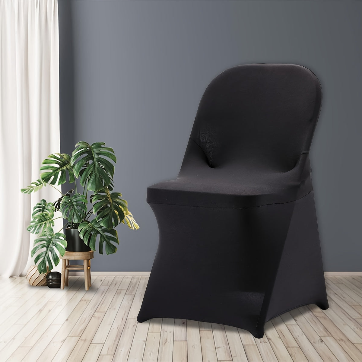 30-Pack Stretch Spandex Chair Covers Universal Washable Removable Slipcovers for Wedding Party Dining Room Banquet Event Black White