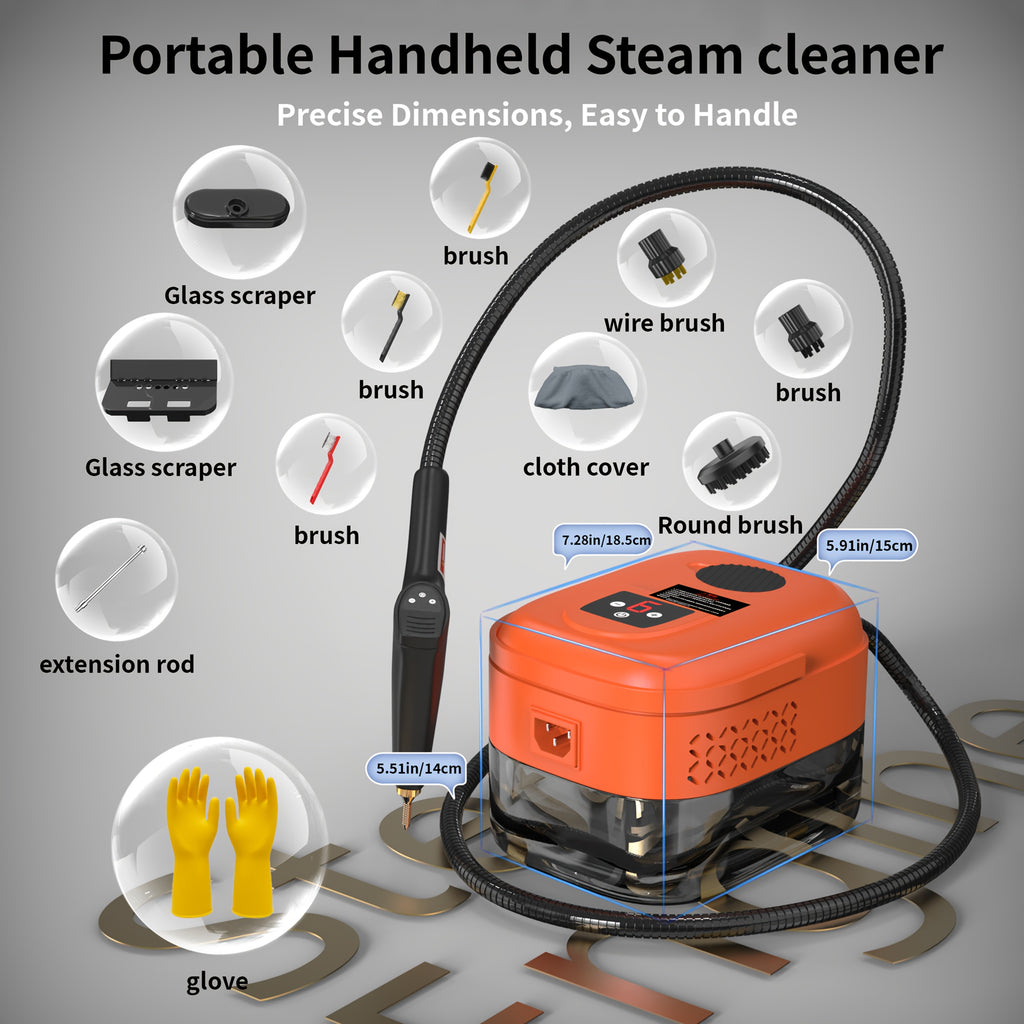 Steam Cleaner 9-Gear 47oz - High-Pressure Handheld with 9-Speed Adjustment, LCD Display & 47.34oz Tank for Kitchen, Carpet & Sofa | 7 Colors