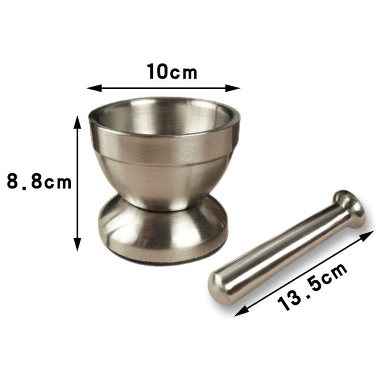 Stainless Steel Mortar and Pestle Set with Manual Spice Grinder - Heavy Duty 304 Stainless Pounding Pot for Grinding Herbs, Garlic, Pepper & Spices, Kitchen Cooking Tool