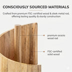 Paper Towel Holder Countertop - Mountain Design with Mango Wood Round Base & Iron Stand, No Tools Required, Kitchen Counter Organizer in Black, Gray, White, Blue & Natural