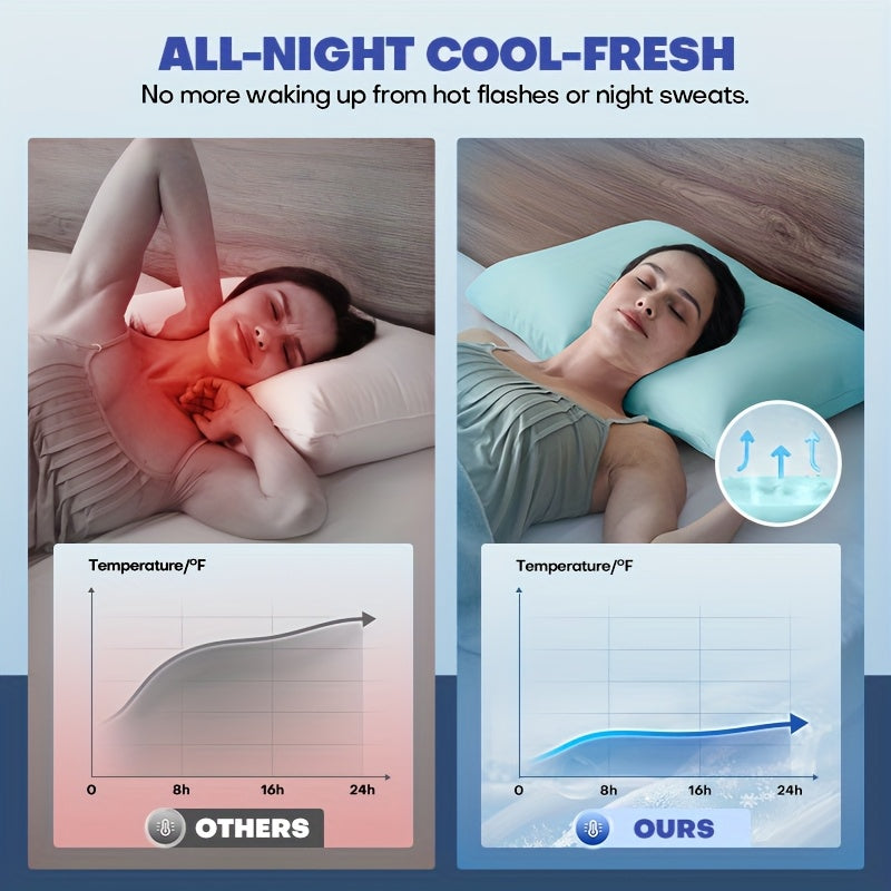 Ice Cooling Pillowcase for Hot Sleepers - Instantly Cool Nylon Elastane Fabric, Stays Cold All Night, Invisible Zipper Pillow Cover, Queen & King Size, White Light Blue Dark Gray Light Brown