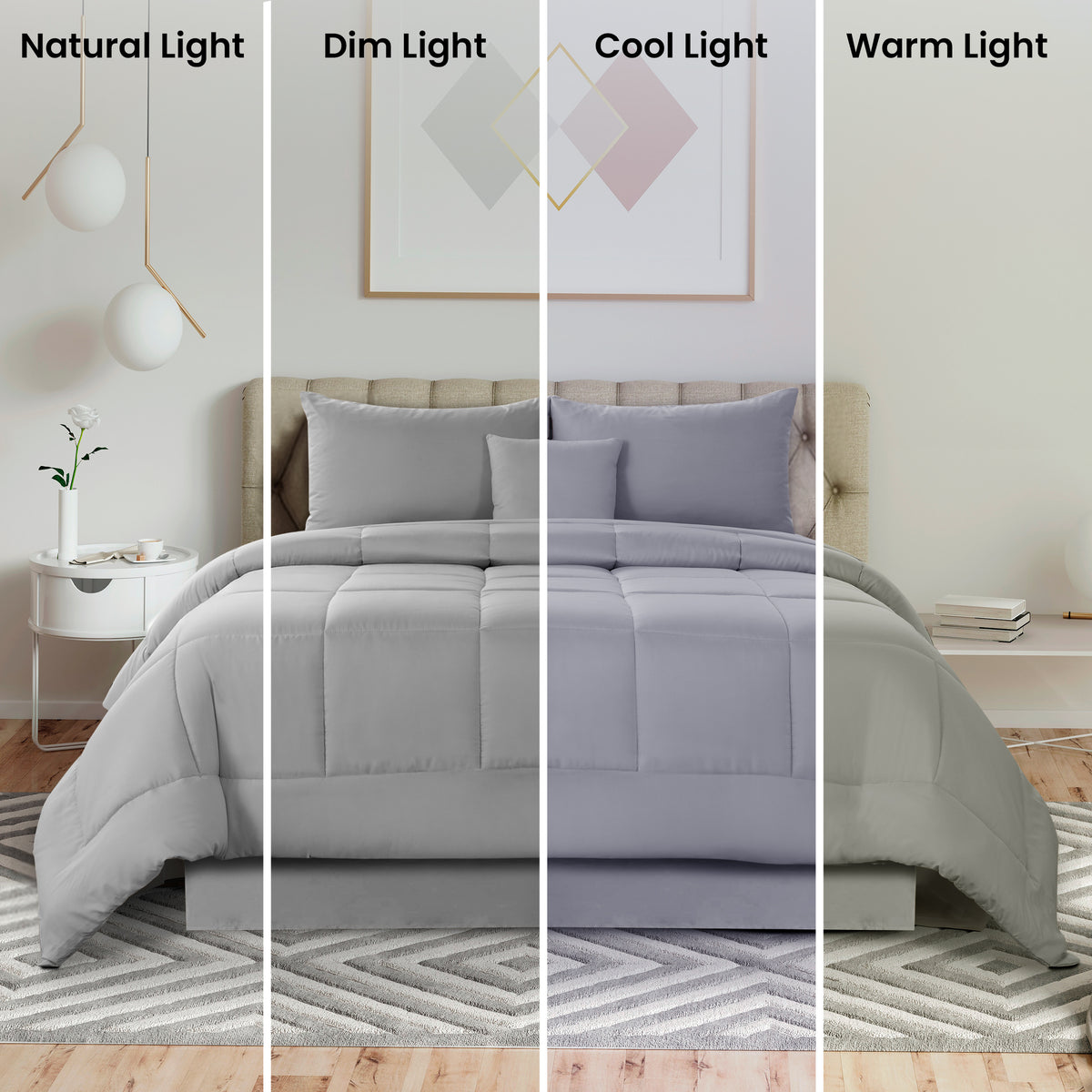5-Piece Comforter Set – Reversible Quilted Down Alternative Bedding Set with Pillow Shams, Bed Skirt & Cushion | All Season | Twin, Queen, King