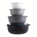 Wide Mouth Plastic Mixing Bowl Set with Lids 8 Piece 4 Bowls 4 Flip-Top Lids Multiple Sizes Food Grade Dishwasher Safe Freezer Safe Snack Salad Dressing Bowl Black Pink Blue