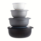 Wide Mouth Plastic Mixing Bowl Set with Lids 8 Piece 4 Bowls 4 Flip-Top Lids Multiple Sizes Food Grade Dishwasher Safe Freezer Safe Snack Salad Dressing Bowl Black Pink Blue