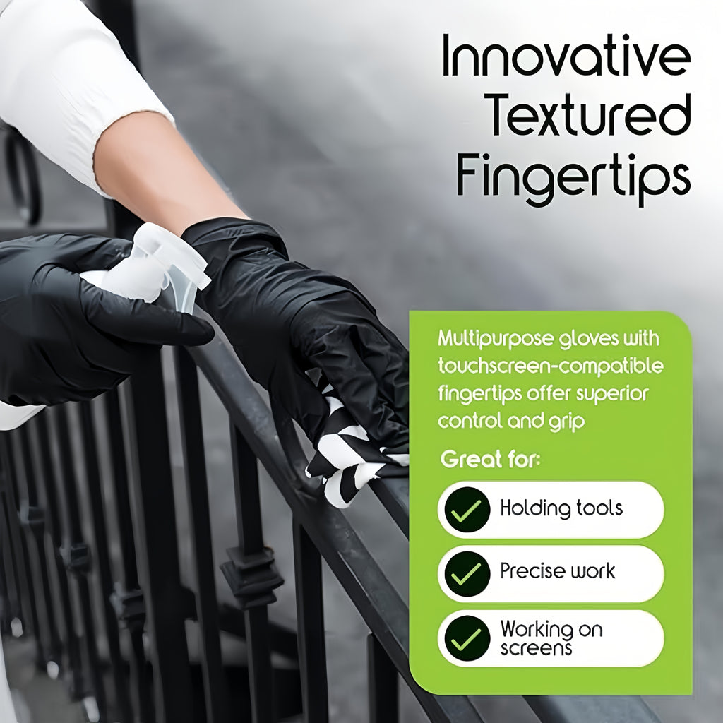 4.5Mil Black Disposable Nitrile Gloves 200-Count – Powder-Free, Latex-Free, Textured Fingertips for Mechanics, Cleaning, Cooking, Beauty & Car Washing | S, M, L, XL