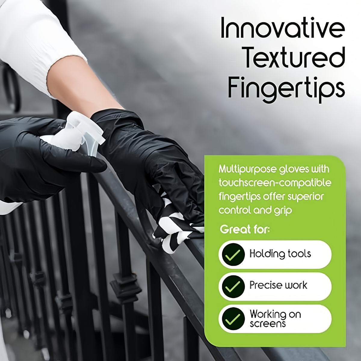 4.5Mil Black Disposable Nitrile Gloves 200-Count – Powder-Free, Latex-Free, Textured Fingertips for Mechanics, Cleaning, Cooking, Beauty & Car Washing | S, M, L, XL