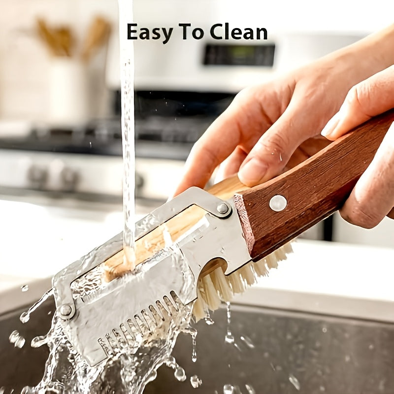 Vegetable Peeler and Slicer Set Stainless Steel with Wooden Handle – 2-Piece Kitchen Gadget with Scallion Cutter, Straight Blade & Built-In Bottle Opener