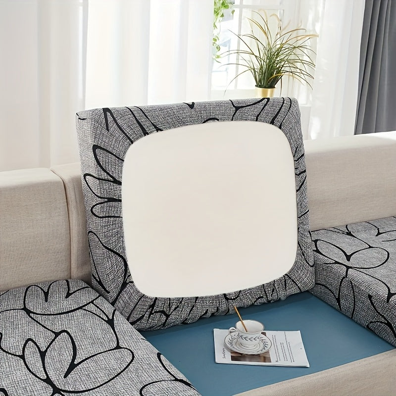 Floral Pattern Sofa Cover Breathable Soft Machine Washable All Season Light Grey Fits 1 to 4 Seater Chaise Longue and Backrest Options
