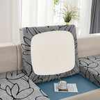 Floral Pattern Sofa Cover Breathable Soft Machine Washable All Season Light Grey Fits 1 to 4 Seater Chaise Longue and Backrest Options