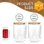 Glass Canisters for Kitchen Counter Set of 2 Large 101oz Airtight Lids, Wooden Lid Cookie Jars, Food Storage Containers for Sugar, Flour, Pasta, Coffee Beans & Candy