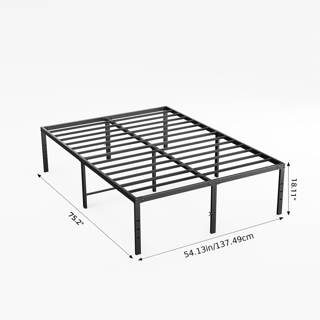 Metal Platform Bed Frame with Steel Slat Support | No Box Spring Needed | Under-Bed Storage | Easy Assembly | Noise-Free | Black | Twin Full Queen King