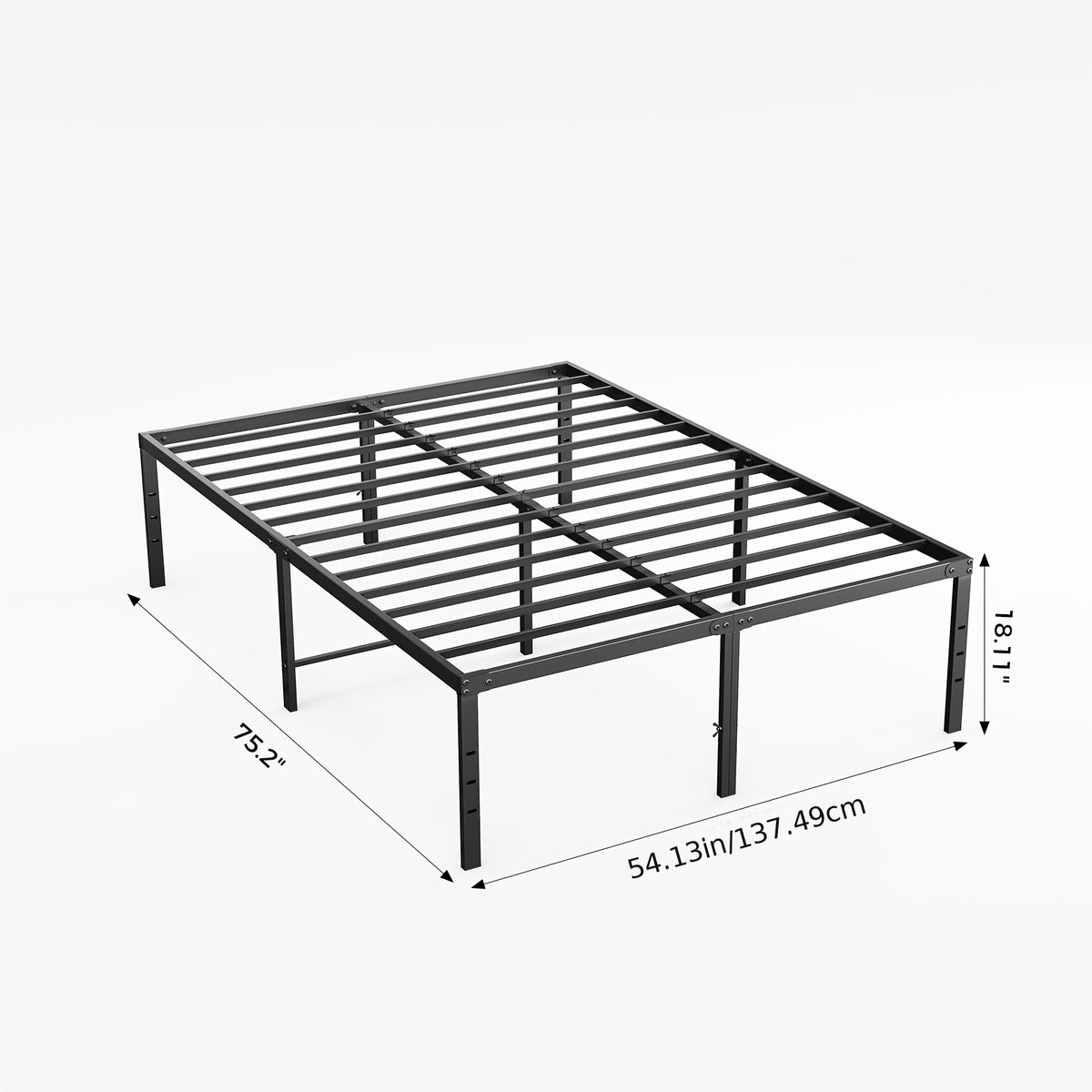 Metal Platform Bed Frame with Steel Slat Support | No Box Spring Needed | Under-Bed Storage | Easy Assembly | Noise-Free | Black | Twin Full Queen King