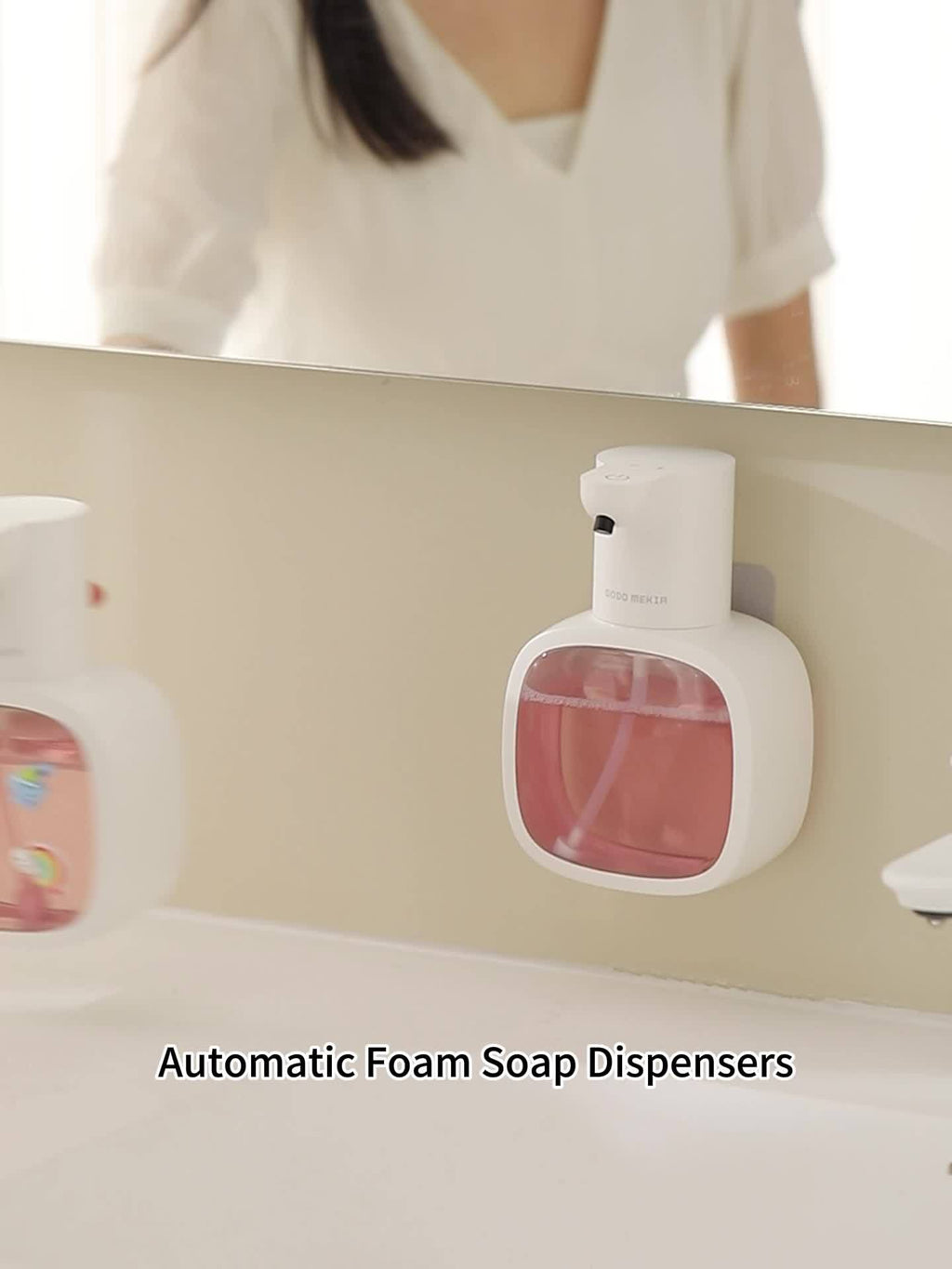 Automatic Foam Soap Dispenser Touchless USB Rechargeable - Wall-Mountable Hands-Free Soap Pump with Adjustable Foam Output for Bathroom, Kitchen & Pet Bathing, Works with Liquid Soap, Body Wash & Dish Detergent - White & Black