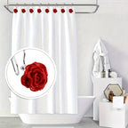 Rose Decorative Shower Curtain Hooks 12pcs – Stainless Steel Acrylic Rhinestones Double Hook for Dual Curtains | Elegant Bathroom Decor & Mother's Day Gift