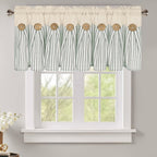 Striped Patchwork Semi-Sheer Rod Pocket Curtains – Bohemian Tiered Window Panels for Bedroom, Living Room, Kitchen, Bathroom & Cafe | 1 or 2 Pcs
