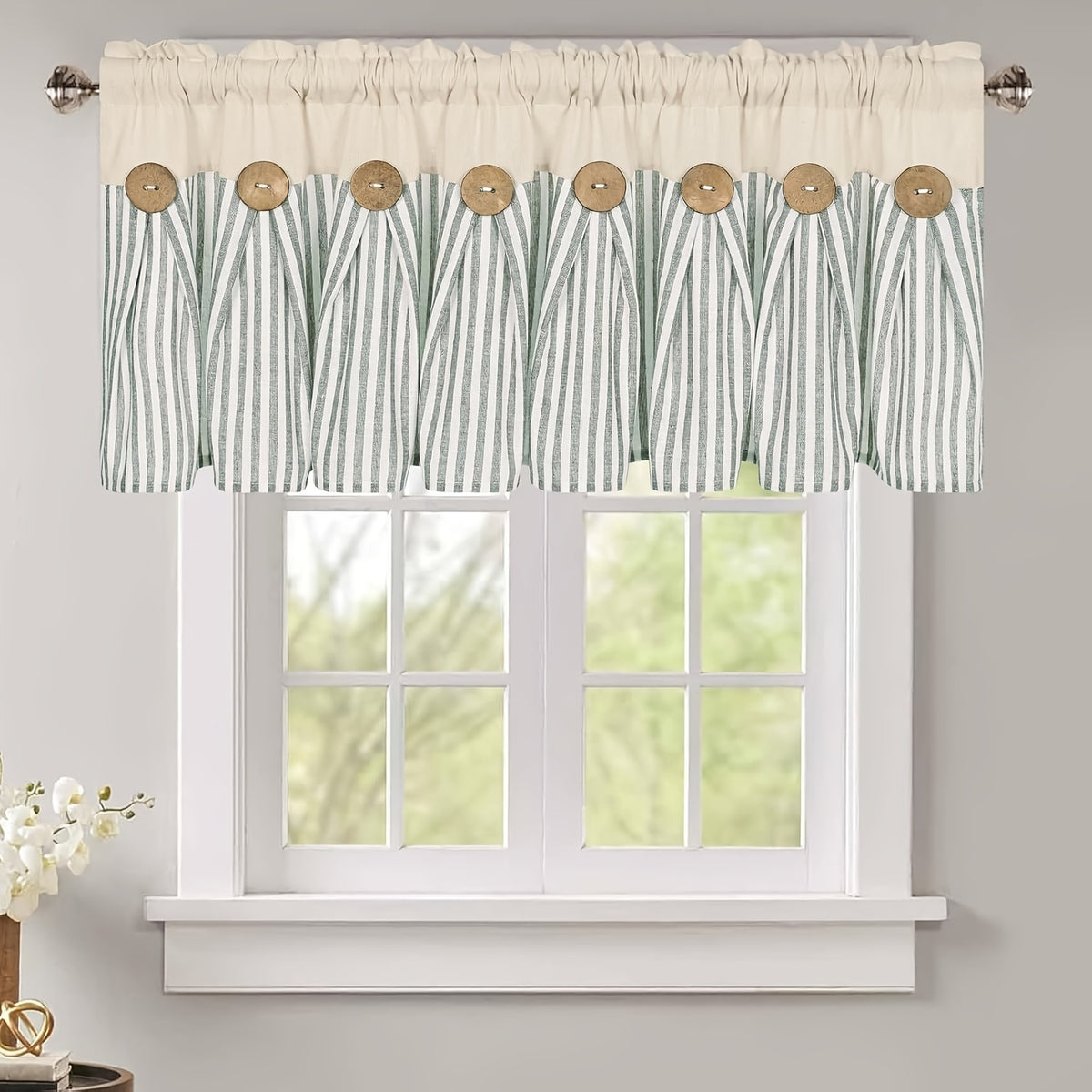 Striped Patchwork Semi-Sheer Rod Pocket Curtains – Bohemian Tiered Window Panels for Bedroom, Living Room, Kitchen, Bathroom & Cafe | 1 or 2 Pcs