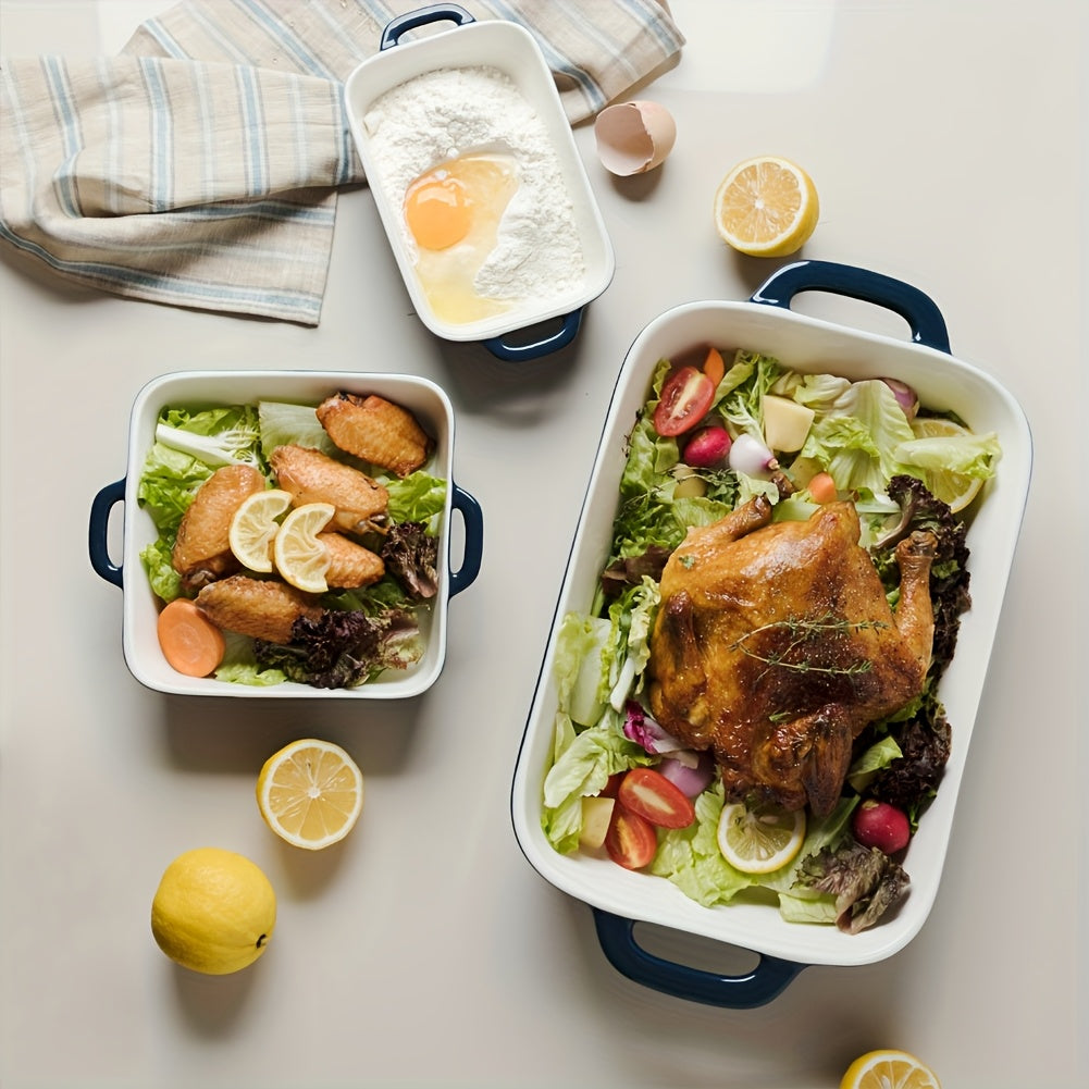 Porcelain Rectangular Baking Dish 12.8 x 8.9 Inch Ceramic Bakeware for Cakes Dinners Casseroles & Banquets - Oven Safe Roasting Pan