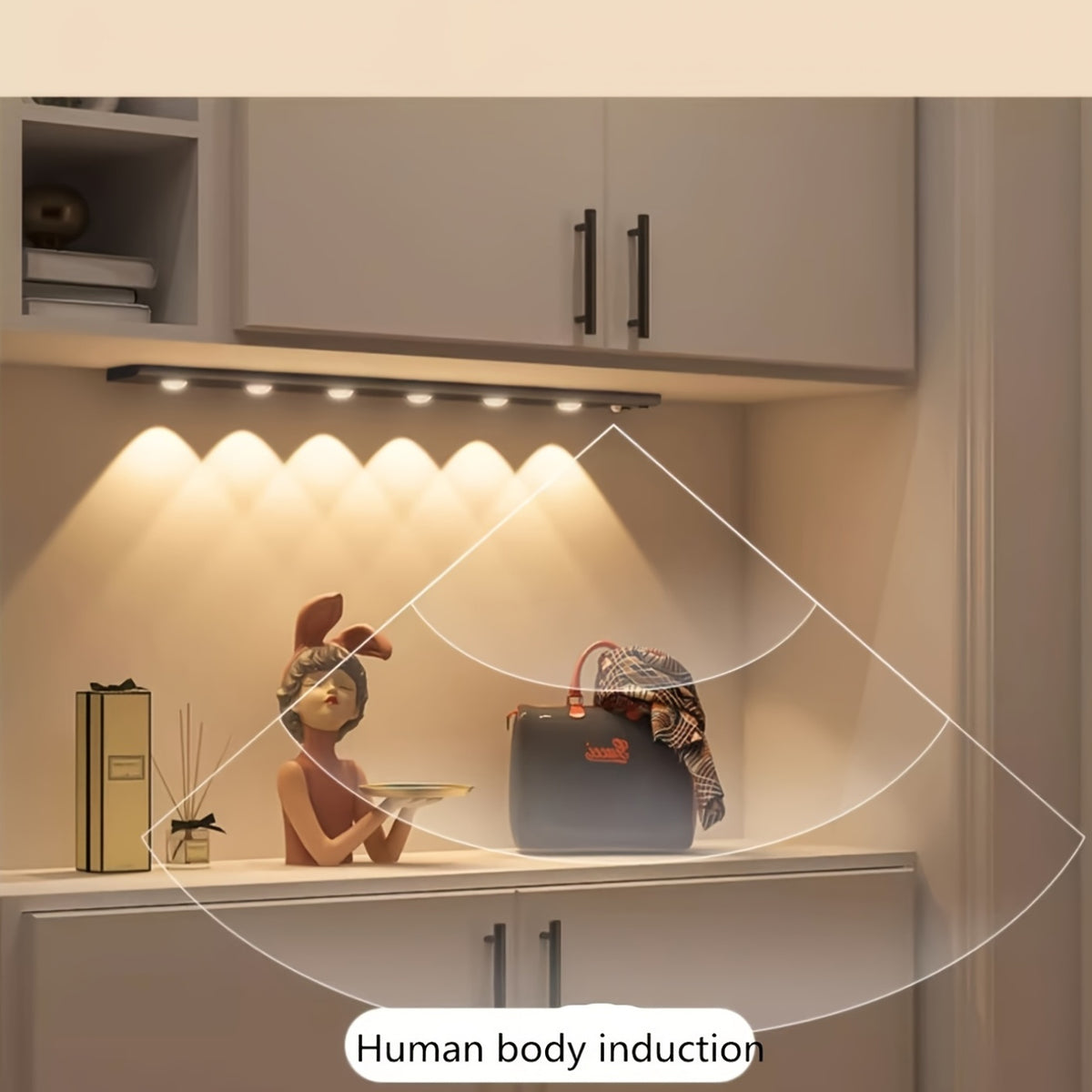 LED Motion Sensor Light Strip USB Rechargeable – Under Cabinet Wardrobe Night Light, 3 Color Modes, Self-Adhesive Magnetic Mount for Kitchen, Bedroom & Shoe Cabinet | 20/30/40cm