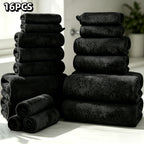 16-Piece Ultra-Soft Coral Fleece Bath Towel Set – 4 Bath Towels, 6 Hand Towels & 6 Washcloths | Quick-Dry, Highly Absorbent | Home, Hotel & Spa