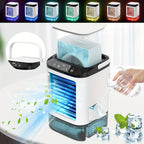 Portable Spray Mist Fan USB Personal Electric Fan 3-Speed with Humidification Ambient LED Light Compact for Office Home Camping Indoor Outdoor