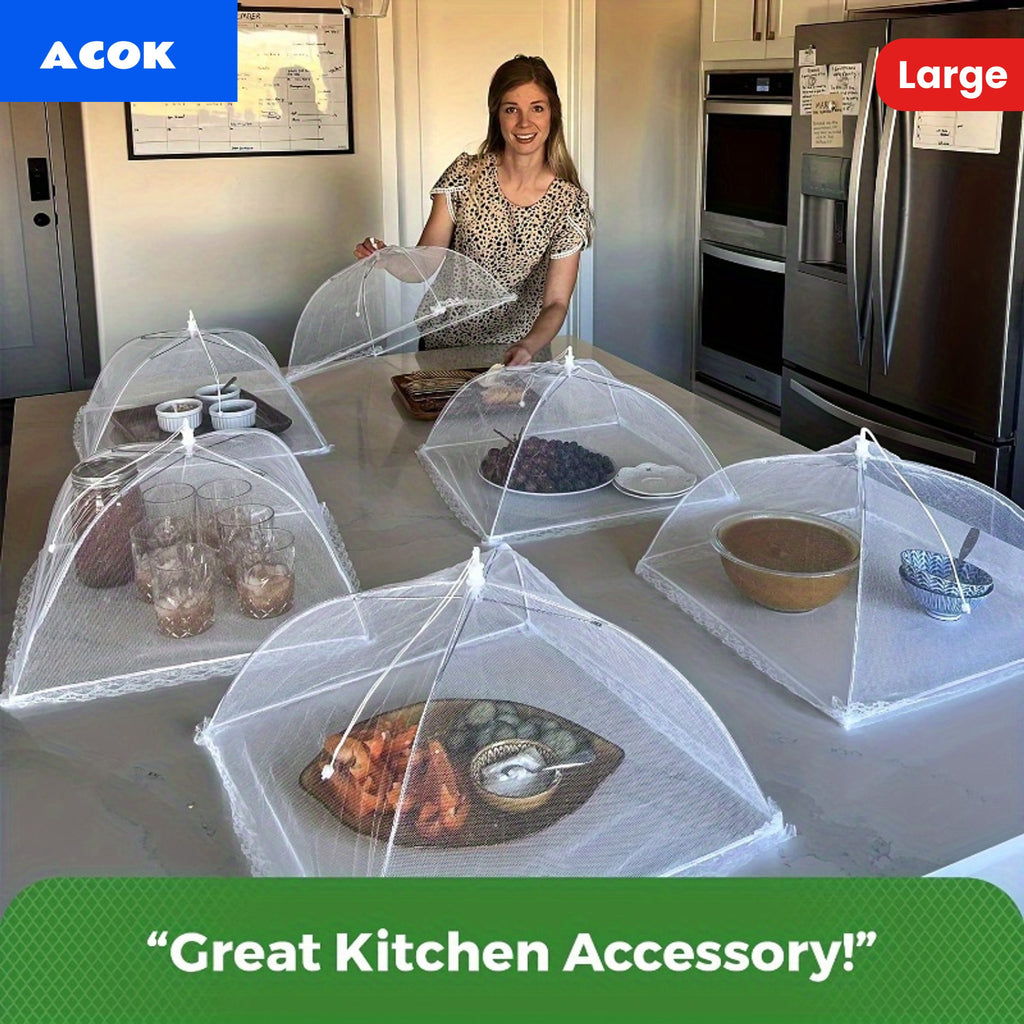 Foldable Pop-Up Food Cover Umbrella Tent with Screen Net Plate Protector 3 Pack Bug Shield for Outdoor Picnic BBQ Camping No Assembly Required White