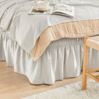Elastic Wrap Around Bed Skirt No-Lift, 15 Inch Drop Microfiber Dust Ruffle, 30 Fade-Resistant Colors, Machine Washable, Twin Full Queen King Size