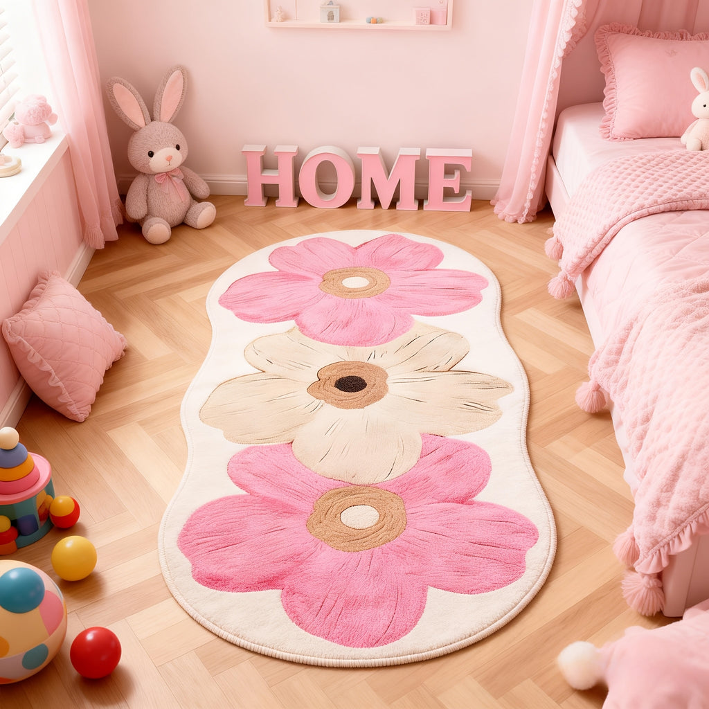 Floral Velvet Non-Slip Rug Runner Soft Fluffy Swan Velvet Floor Mat for Bedroom Living Room Hallway – 3 Colors 3 Sizes Aesthetic Decor