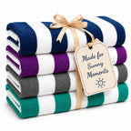 Oversized Striped Beach Towels 2 or 4pcs – Ultra-Soft Quick-Dry Sand-Free Vacation Design | Multiple Colors | Great for Beach, Swim, Travel, Yoga, Camping & Bath