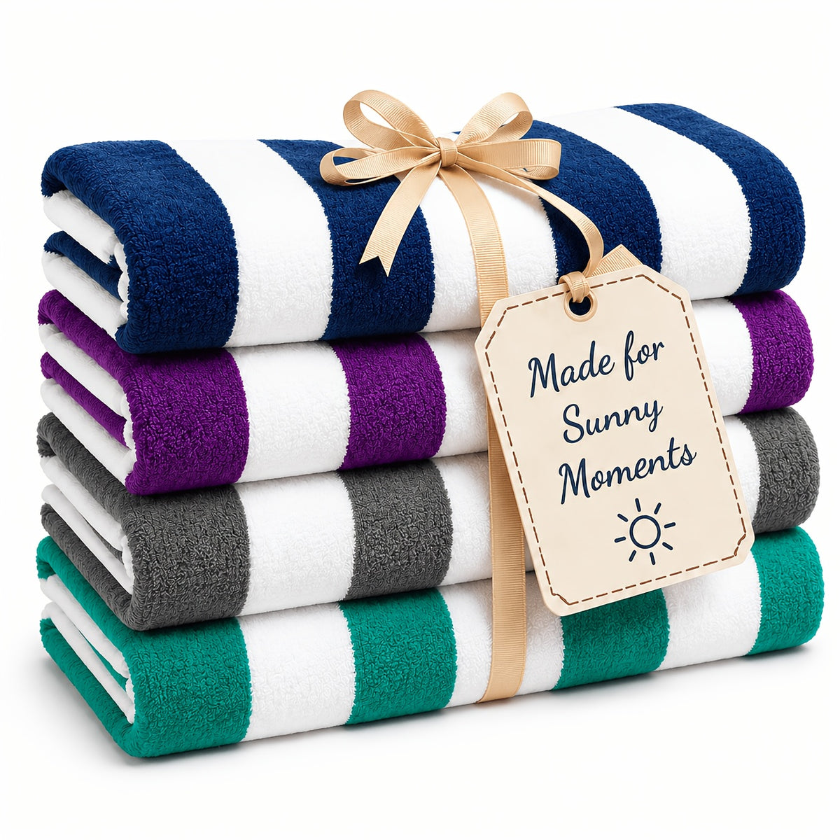Oversized Striped Beach Towels 2 or 4pcs – Ultra-Soft Quick-Dry Sand-Free Vacation Design | Multiple Colors | Great for Beach, Swim, Travel, Yoga, Camping & Bath