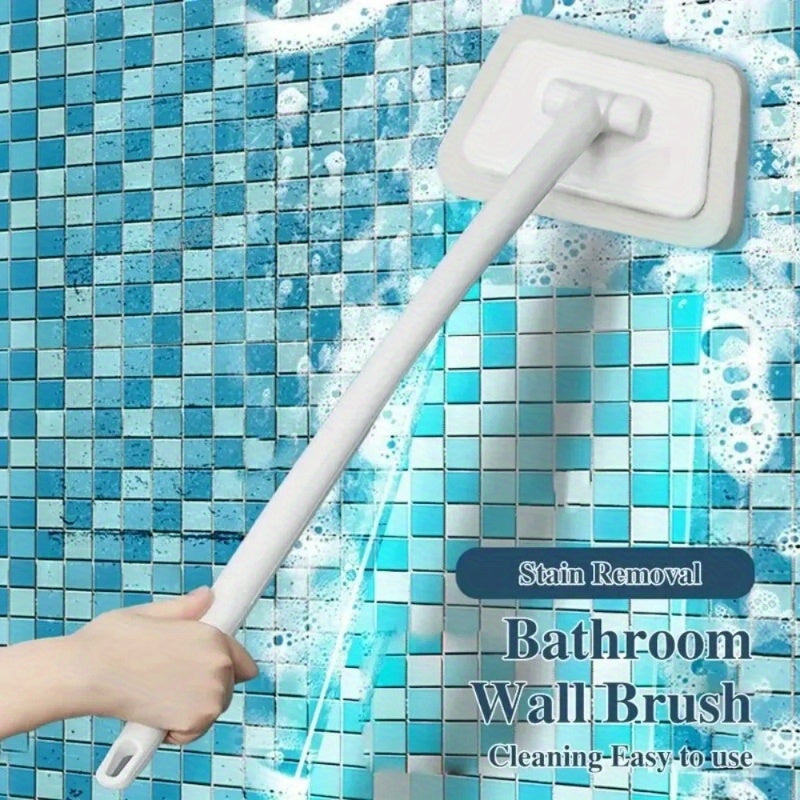 2-in-1 Bath Scrubber & Squeegee 16-Piece Cleaning Brush System with 22" Handle – 90° Rotating Head, Replaceable Sponge, Nylon Bristles for Bathroom, Kitchen, Patio & Outdoor Surfaces