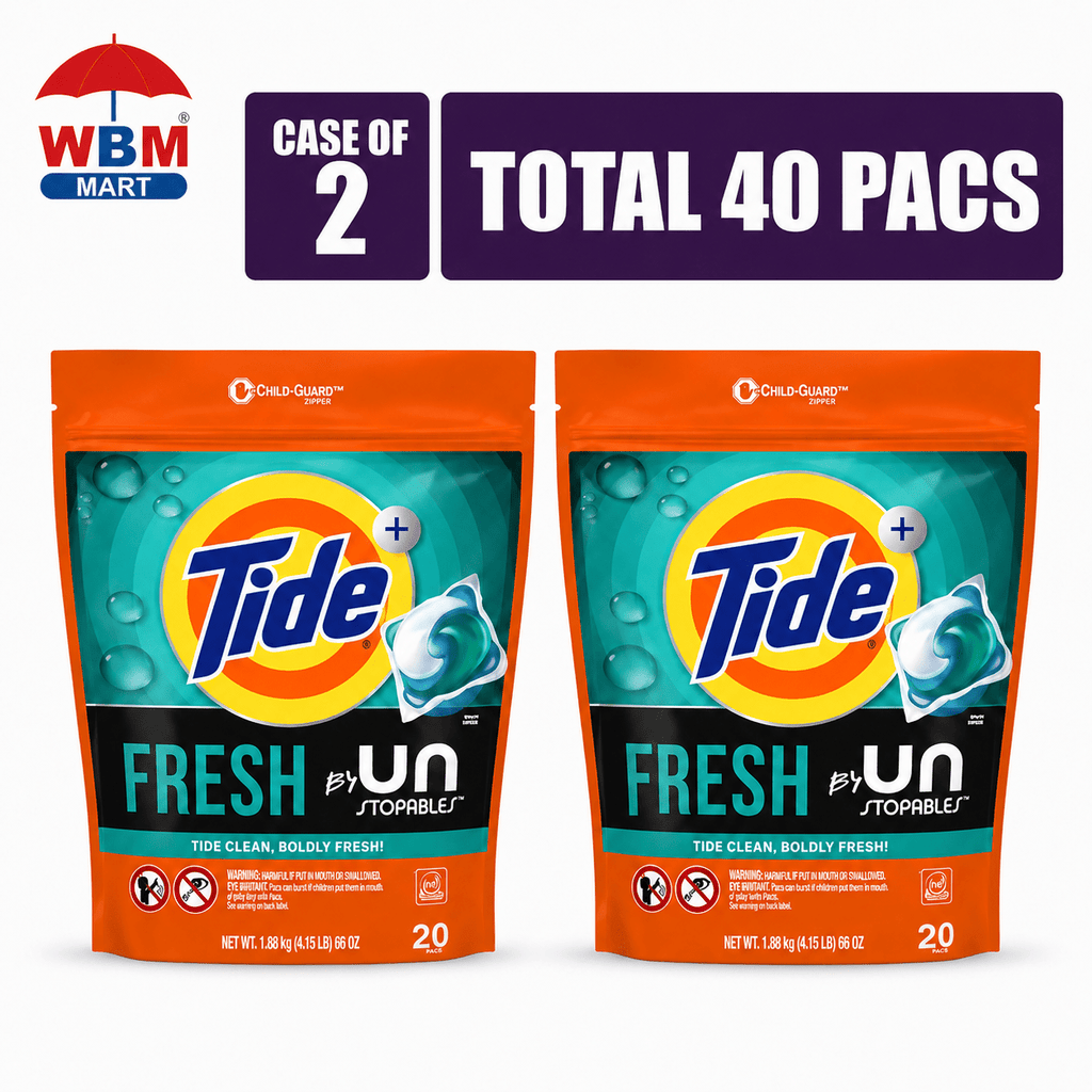 Tide PODS + Unstopables Fresh Scent Laundry Detergent Pacs 40 Count – 2-Pack Combo (Each 20 Pacs) for Deep Clean & Long-Lasting Freshness