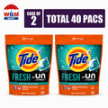 Tide PODS + Unstopables Fresh Scent Laundry Detergent Pacs 40 Count – 2-Pack Combo (Each 20 Pacs) for Deep Clean & Long-Lasting Freshness