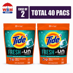Tide PODS + Unstopables Fresh Scent Laundry Detergent Pacs 40 Count – 2-Pack Combo (Each 20 Pacs) for Deep Clean & Long-Lasting Freshness