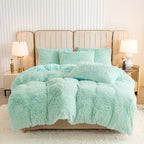 Plush Duvet Cover Set 3 Piece Ultra-Soft Warm Comforter Cover Twin Full Queen King 8 Colors for Bedroom Guest Room Dorm