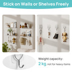 Clear Acrylic Floating Shelves Set of 4 with Hooks – Wall Mounted Display Shelf Organizer for Bathroom, Bedroom, Living Room & Kitchen | Transparent Storage Shelf for Room Decor