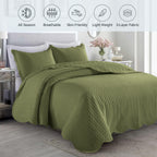 Microfiber Quilt Bedspread Set All Season Lightweight – Soft Breathable Quilted Coverlet Twin Full Queen King 16 Colors Machine Washable